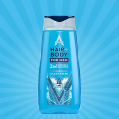 Astonish 2 In1 Shampoo Shower Gel Hair Body Wash For Men Ocean Fresh Vegan 400ml