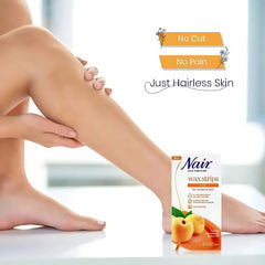 Nair Hair Remover Wax Strips Face With Apricot Milk Extract Long-Lasting Results