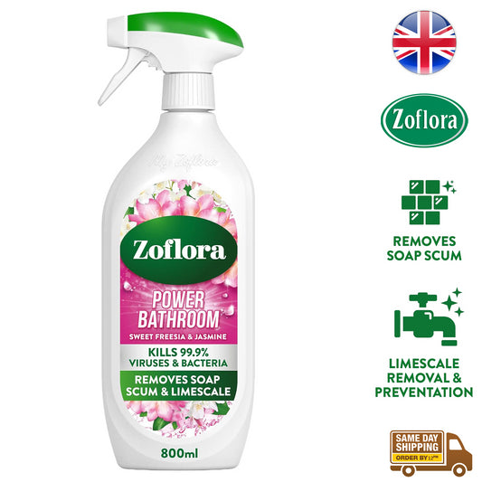 Zoflora Power Bathroom Soap Scum Remover Spray Sweet Freesia & Jasmine 800ml