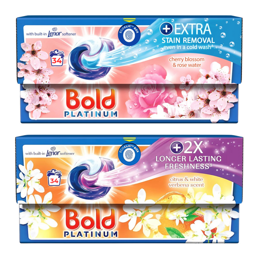 Bold Platinum Stain Removal & Long Lasting Laundry Detergent Capsule Bundle Set