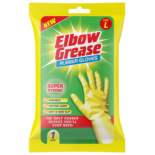 Elbow Grease Household Rubber Gloves Large Strong Non Slip Durable Washing Up