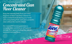 Asevi Concentrated Hard Floor Cleaner Liquid Dirt Remover Cian 1L