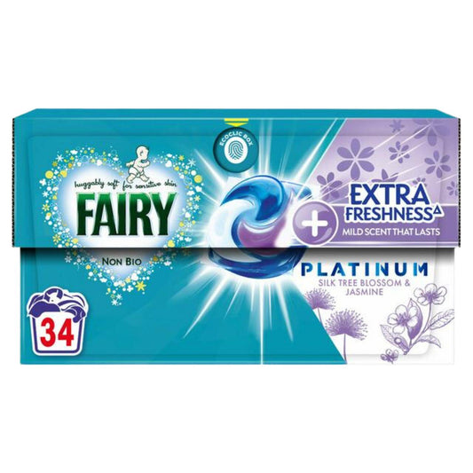 Fairy Non-Bio Extra Freshness Pods Platinum Silk Tree Blossom & Jasmine 34W 816g