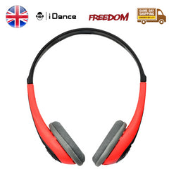 Idance Freedom Dj Portable Headphones Inline Microphone Red & Black Ipod Iphone