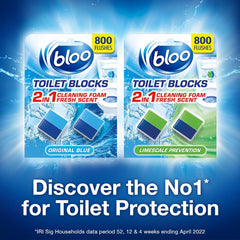 Bloo Limescale Prevention Toilet Block 2In1 Cleaning Foam Clean Fresh Blue Water