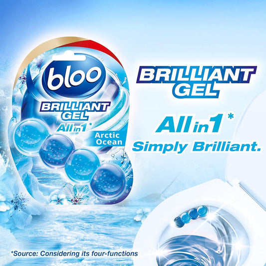 Bloo All In 1 Brilliant Toilet Gel Rim Block Cleaner Freshener Arctic Ocean 42G