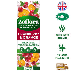 Zoflora Concentrate Multipurpose Disinfectant Surface Cranberry & Orange 250ml