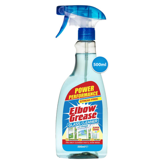 Elbow Grease Glass Cleaner Spray Streak Free Cleans Home Window Mirror 500ml