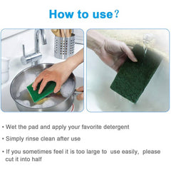 Super Bright Green Scouring Pads Heavy Duty Scourer Scrub Cleaning 10Pk
