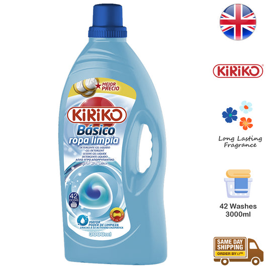 Kiriko Fabric Clothes Laundry Detergent Washing Liquid Ropa Limpia 42 Wahes 3L