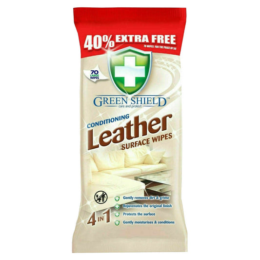 Green Shield Leather Wipes Surface Cleaner Dirt Remover 70S