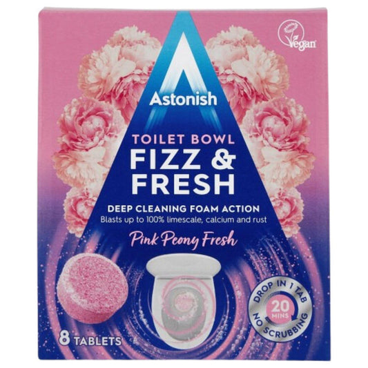 Astonish Toilet Bowl Fizz & Fresh Pink Peony Fresh Deep Cleaning Foam 8 Tablets