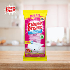 Elbow Grease Anti Bacterial Wipes Pink Blush Surface Cleaner Dirt Remover 80Pk