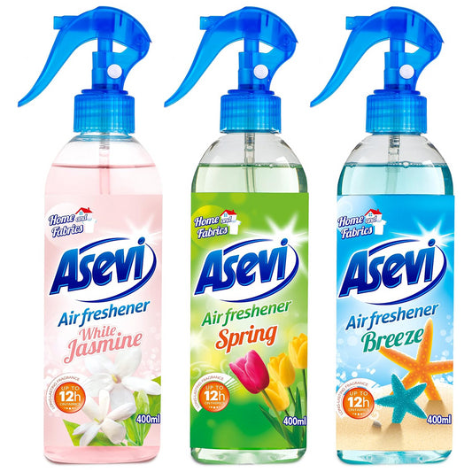 Asevi Air Freshener Spray Bundle For The Home Room & Fabric Freshener 3 X 400ml