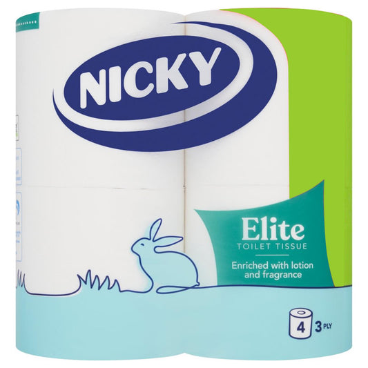 Nicky Elite Toilet Tissue Rolls With Lotion Fragrance 3 Ply White Paper