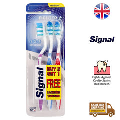 Signal Fighter Tooth Brush Cleans Removes Teeth Stain Oral Care Medium Bristle
