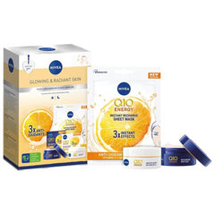 Nivea Q10 Energy Glowing Radiant Skin Day Night Creams Face Mask 3Pcs Gift Set