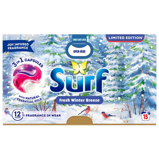 Surf 3In1 Capsules Winter Breeze Fragrance Stain Remover Laundry Detergent 15W