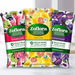 Zoflora Antibacterial Multi Surface Cleaning 70 Large Wipes Rhubarb & Cassis