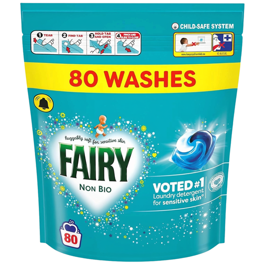 Fairy Non Bio Laundry Detergent Pods 80 Washes Sensitive Skin Washing Capsules