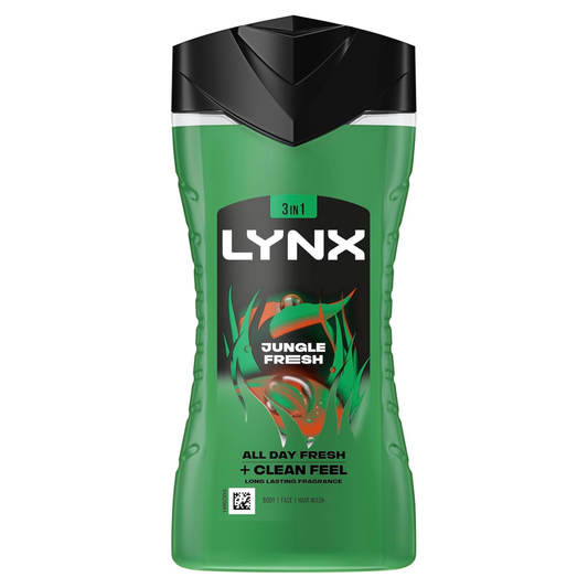 Lynx Jungle Fresh 3 in 1 Shower Gel 225ml - Body, Face & Hair Wash