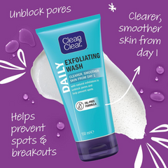 Clean & Clear Face Wash Exfoliating Daily Wash Oil Free Formula 150ml