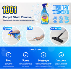 1001 Carpet Stain Remover Mud Dirt Cleaner Spray Coffee Wine Tea 500ml
