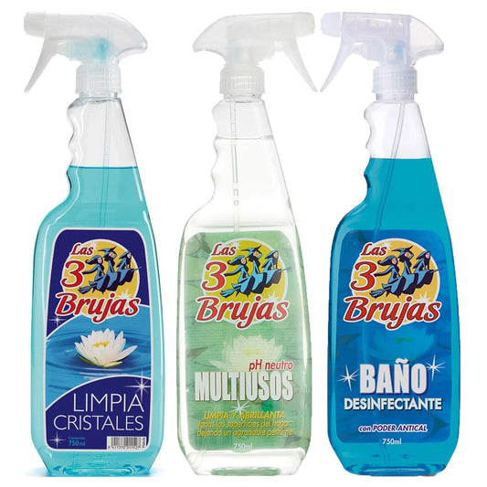 3 Witches Bundle Pack Multipurpose Glass Cleaner Disinfectant Spray 750ml