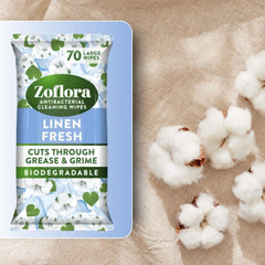 Zoflora Linen Fresh Cuts Through Grease Grime Multi Surface Cleaning 70 Wipes