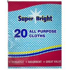 Super Bright All Pupose Cleaning Cloths 20Pk Ideal For Wet Dry Work Kitchen