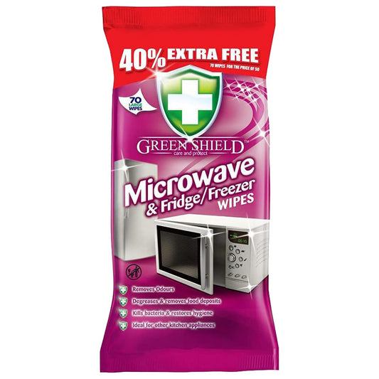 Green Shield Microwave Fridge/Freezer Surface Wipes Cleaner Dirt Remover 70S