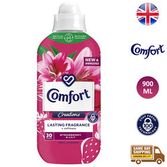 Comfort Fabric Conditioner Long Last Fragrance 30 Washes Strawberry & Lily 900ml