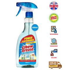 Elbow Grease Glass Cleaner Spray Streak Free Cleans Home Window Mirror 500ml