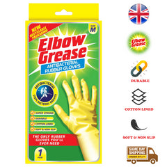Elbow Grease Household Medium Rubber Gloves Non Slip Durable Washing Up