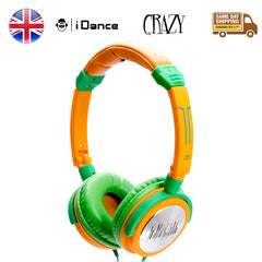 Idance Crazy 401 Dj Portable Headphones Inline Mic Orange & Green Ipod Iphone