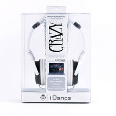 Idance Crazy 701 Dj Portable Headphones Inline Mic White & Black Ipod Iphone
