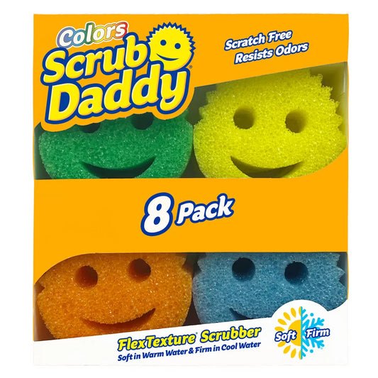 Scrub Daddy 8 Sponge Set Scratch Free Flex Texture Scrubber Odor Resistant