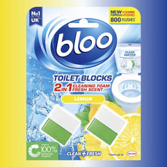 Bloo Toilet Blooks 2 In 1 Lemon Cleaning Foam Fresh Scent Limescale Prevention