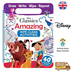Disney Clean & Wipe Activities Amazing Book Kids Children Draw Write Repeat