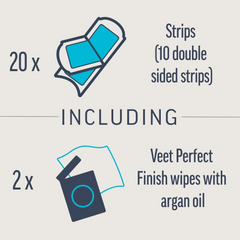 Veet Expert Cold 20 Wax Strips Legs & Body Sensitive Skin with 2 Finish Wipes