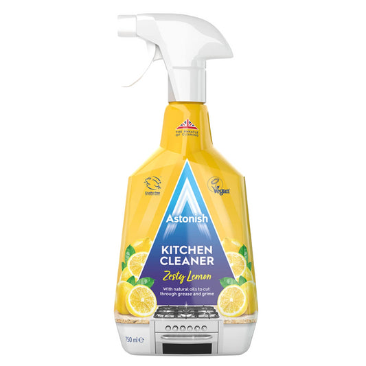 Astonish Kitchen Sink Cleaner Spray Grime Grease Stain Remover Zesty Lemon 750ml