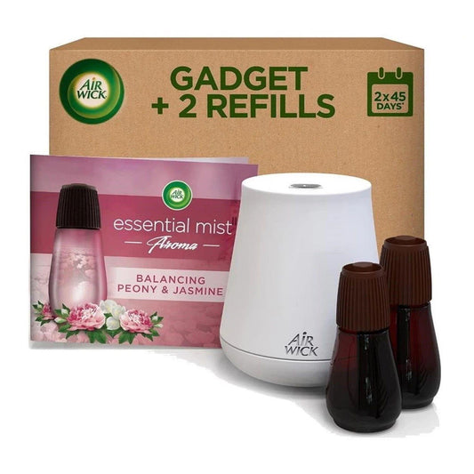Air Wick Essential Mist Bundle Kit Balancing Peony & Jasmine 1 Diffuser 2 refill