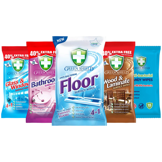 Green Shield Multi-Surface Cleaning Wipes Clean Remover Care Protect Bundle Set