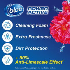 Bloo Power Active Toilet Rim Block Freshener Anti Limescale Flower 50G