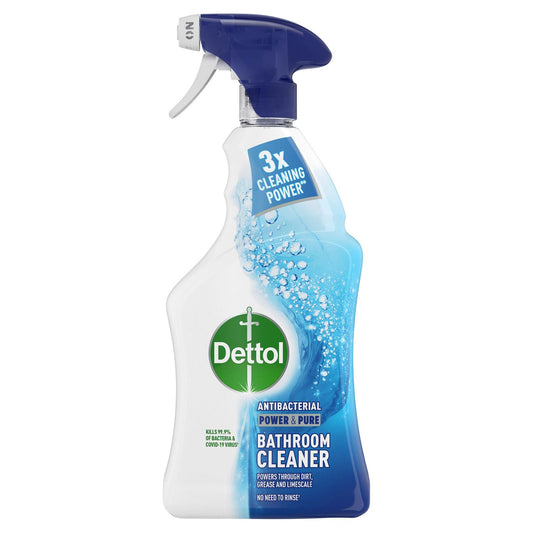 Dettol Power & Pure Bathroom Cleaner Spray Anti Bacterial Grease Limescale 1L