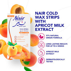 Nair Hair Remover Wax Strips Face With Apricot Milk Extract Long-Lasting Results
