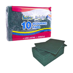 Super Bright Green Scouring Pads Heavy Duty Scourer Scrub Cleaning 10Pk
