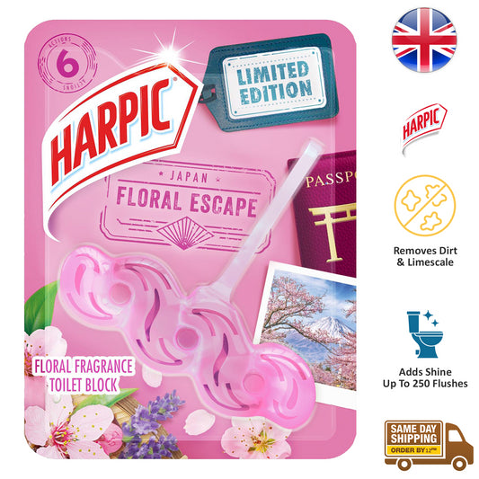 Harpic Toilet Rim Block Cleaner Limescale Remover Floral Escape Fragrance 35G