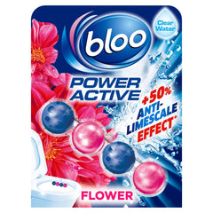Bloo Power Active Toilet Rim Block Freshener Anti Limescale Flower 50G