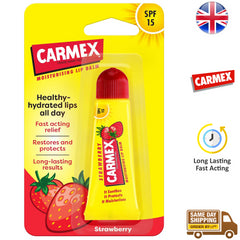 Carmex Moisturise Lip Blam Tube Dry Lips Hydrate Protection Spf15 Strawberry 10G